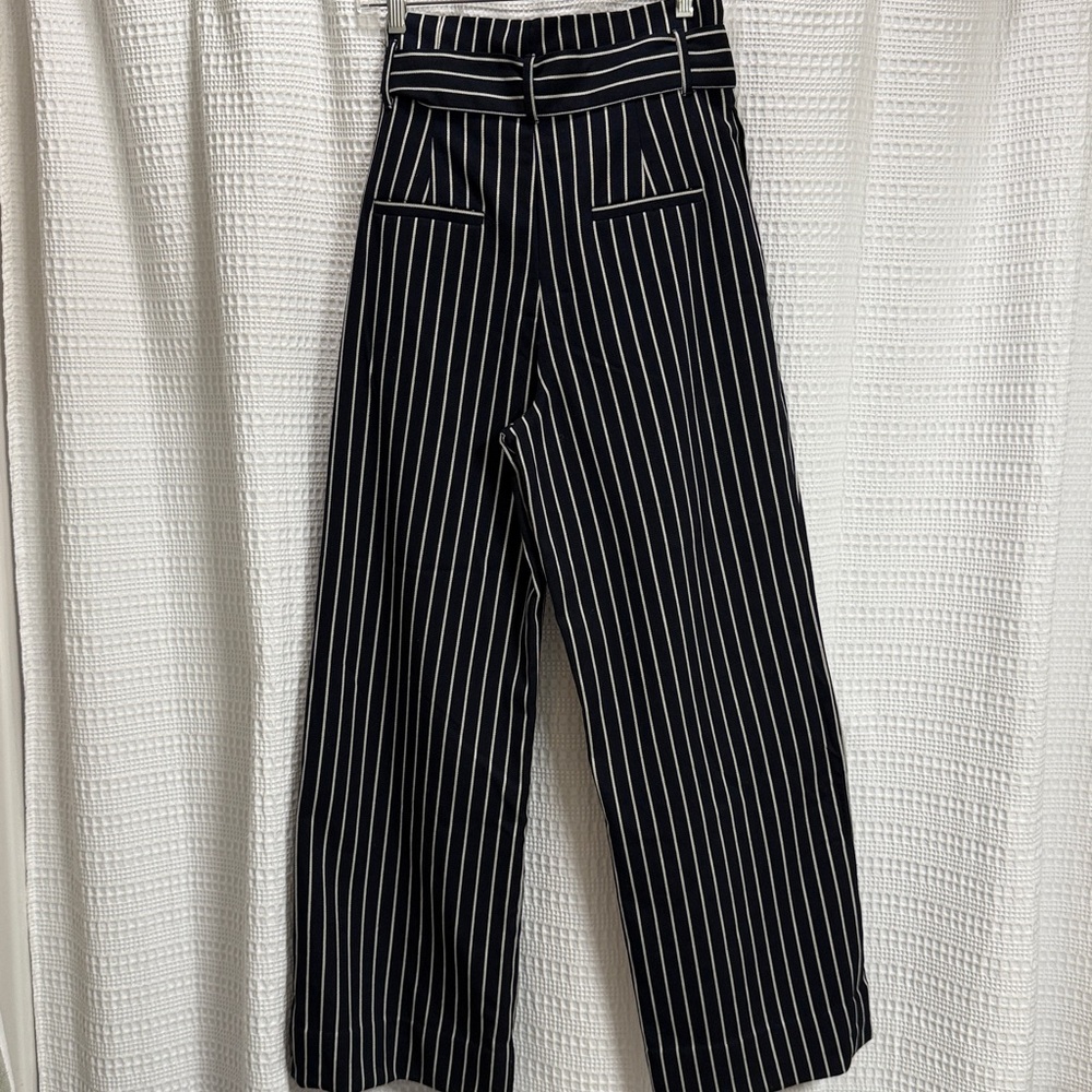 RACHEL Rachel Roy Striped Navy/white Pants SZ 8 high waist wide leg button side - Picture 6 of 10